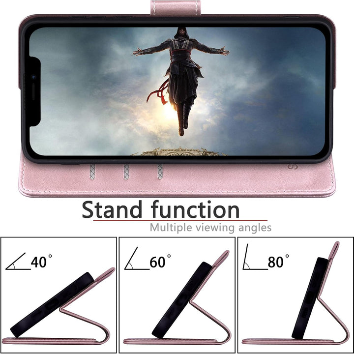 SUANPOT [RFID Schutz für iPhone 14 6.1" Hülle PU Leder Handyhülle Lederhülle Klapphülle Kartenfach F