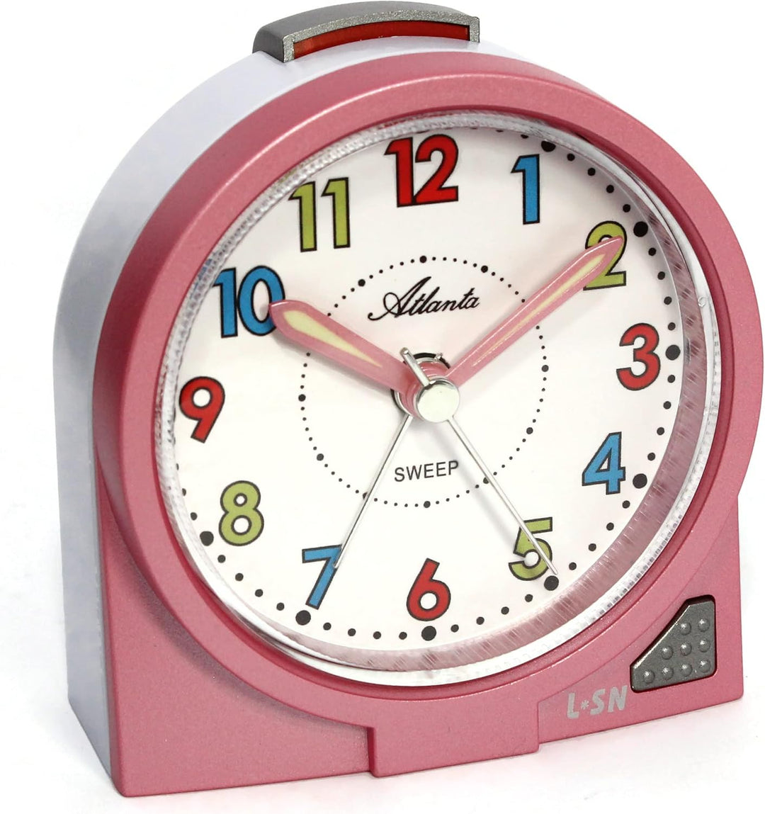 Atlanta Kinderwecker Mädchen ohne Ticken + Kinderbuch Conni Die Uhrzeit - 2127/17 BU (Rosa Conni), R