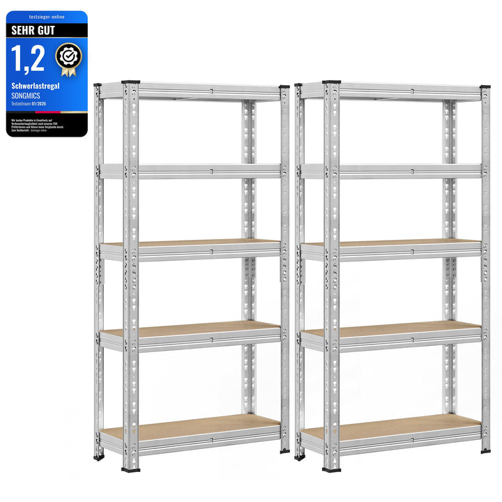SONGMICS Schwerlastregal, 2er Set, Kellerregal, 30 x 75 x 150 cm, bis 875 kg belastbar, einfache Mon