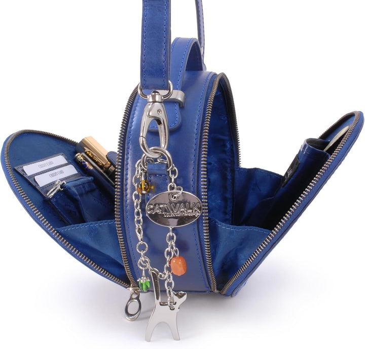Catwalk Collection Handbags - Saffiano ECHTLEDER - Runde Handtaschen/Umhängetaschen Für Frauen TIFFA