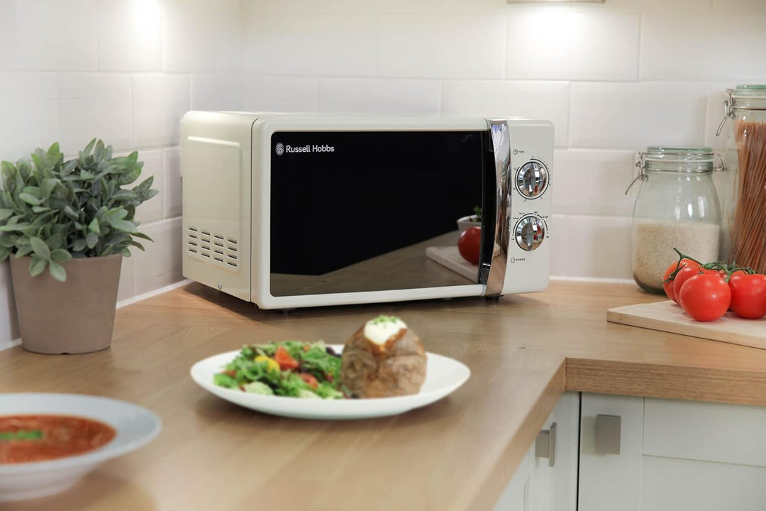 Russell Hobbs RHMM701C Manuelle Solo-Mikrowelle mit 5 Leistungsstufen, Klingelton und Timer, Auftauf