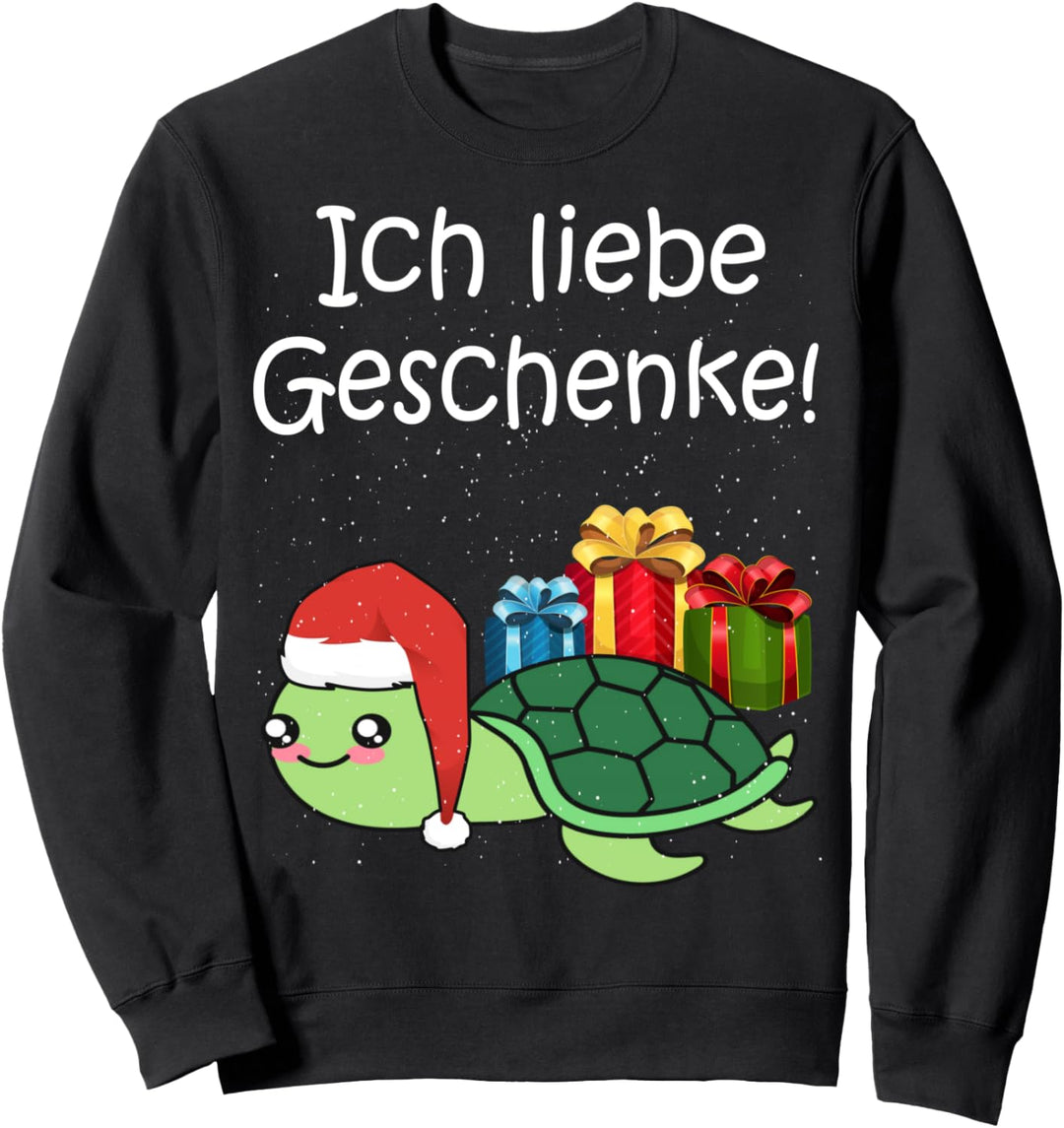 Ich Liebe Weihnachts Geschenke Schildkröte Ugly Christmas Sweatshirt