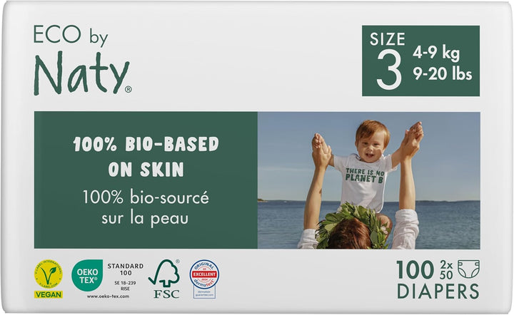 Eco by Naty Baby Öko Windeln - umweltfreundliche Premium-Bio Windeln aus pflanzenbasierten Materiali