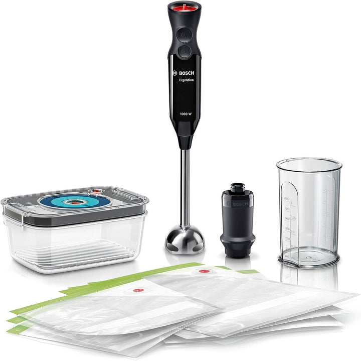 Bosch Stabmixer ErgoMixx MS6CB61V1, Vakuum-Funktion, Edelstahl-Mixfuss, Mix- und Messbecher, Vakuum-