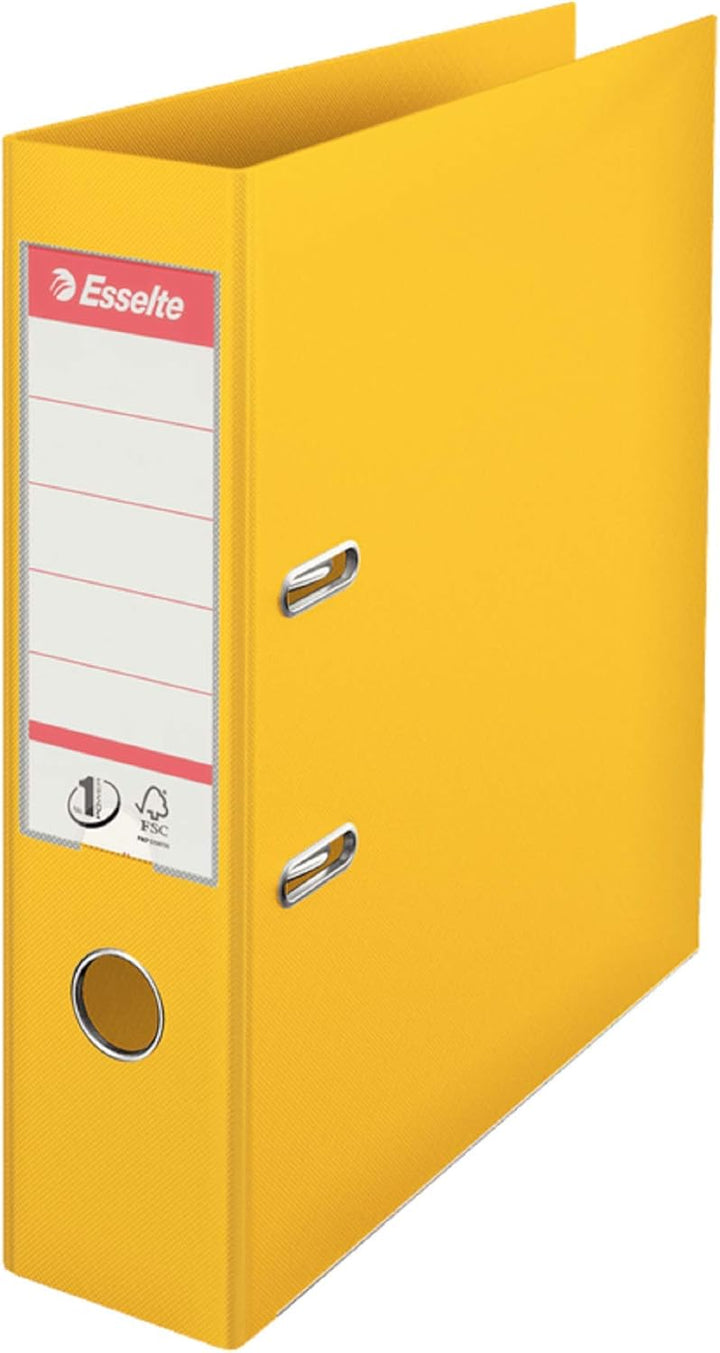 Esselte Ordner, A4, 10er Pack, 75 mm Rückenbreite, Kunststoff, gelb, 811310 Breit Gelb 10er Pack, Br