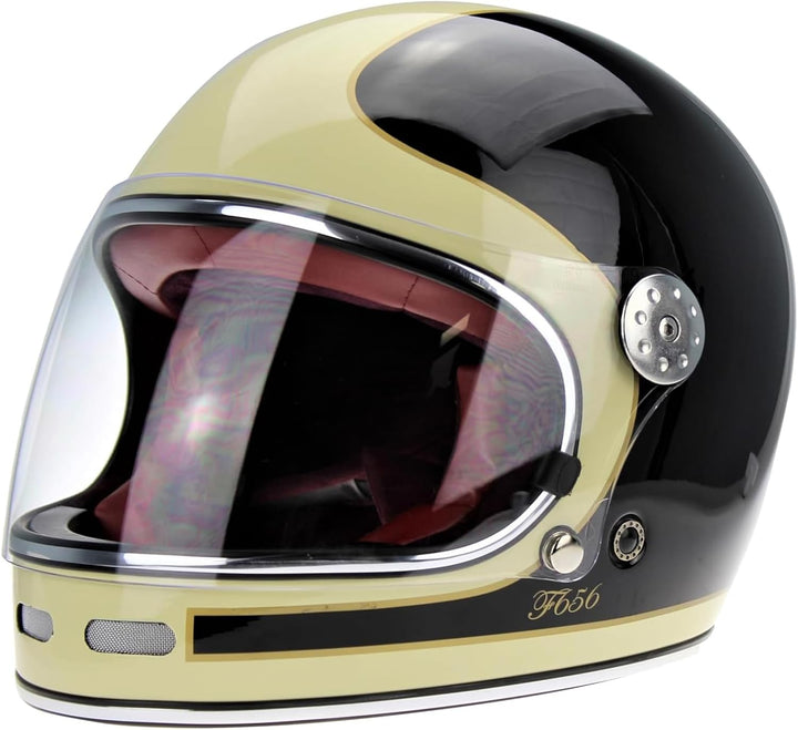 F656 Vintage Retro Full Face Motorcycle Helmets - Fibreglass Motorbike Helmets ECE Approved Crash He