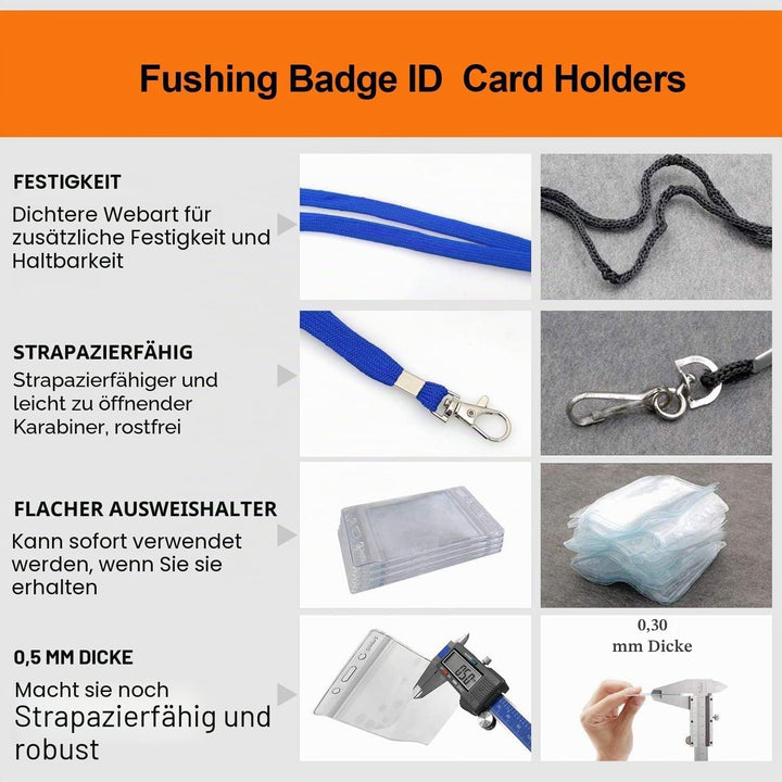 Ausweishülle Mit Band,Fushing 50 Stück Lanyards Schlüsselb?nder Ausweishülle Namensschilder Mit Schl
