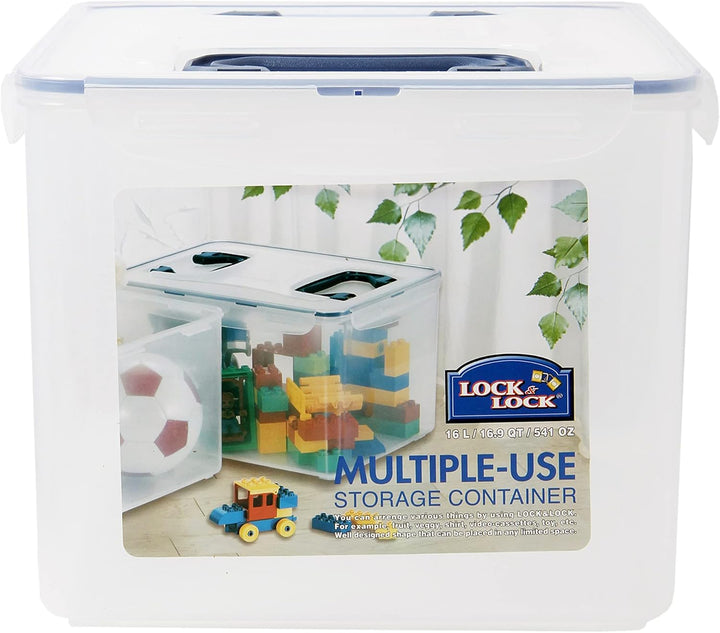 LocknLock PP CLASSIC Aufbewahrungsbox mit Deckel und Griffen | 16 L, 361 x 274 x 212 mm | 100 % Luft