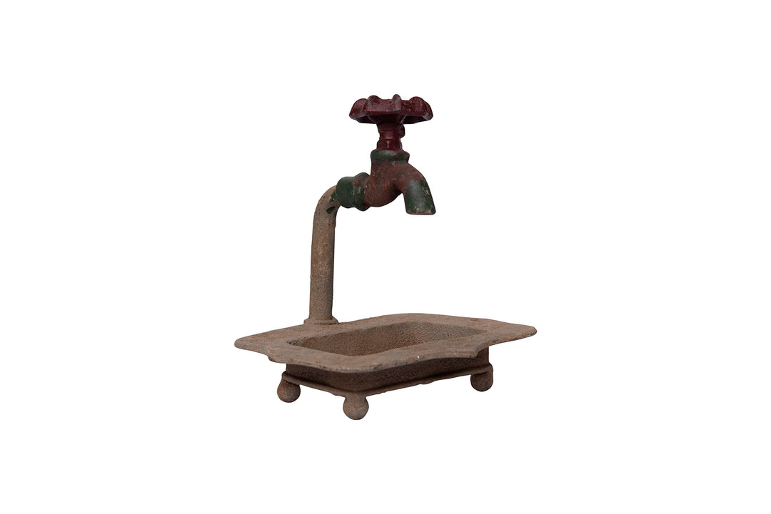 Creative Co-op Secret Garden Decorative Iron Soap Holder with Faucet