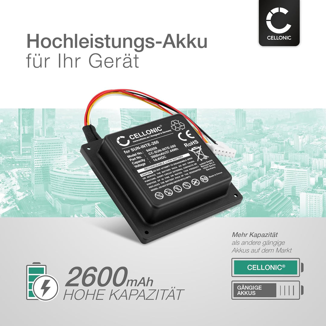 CELLONIC, Lautsprecherakku kompatibel mit JBL PartyBox 100 (2600mAh, 14.4v) Ersatzakku SUN-INTE-260