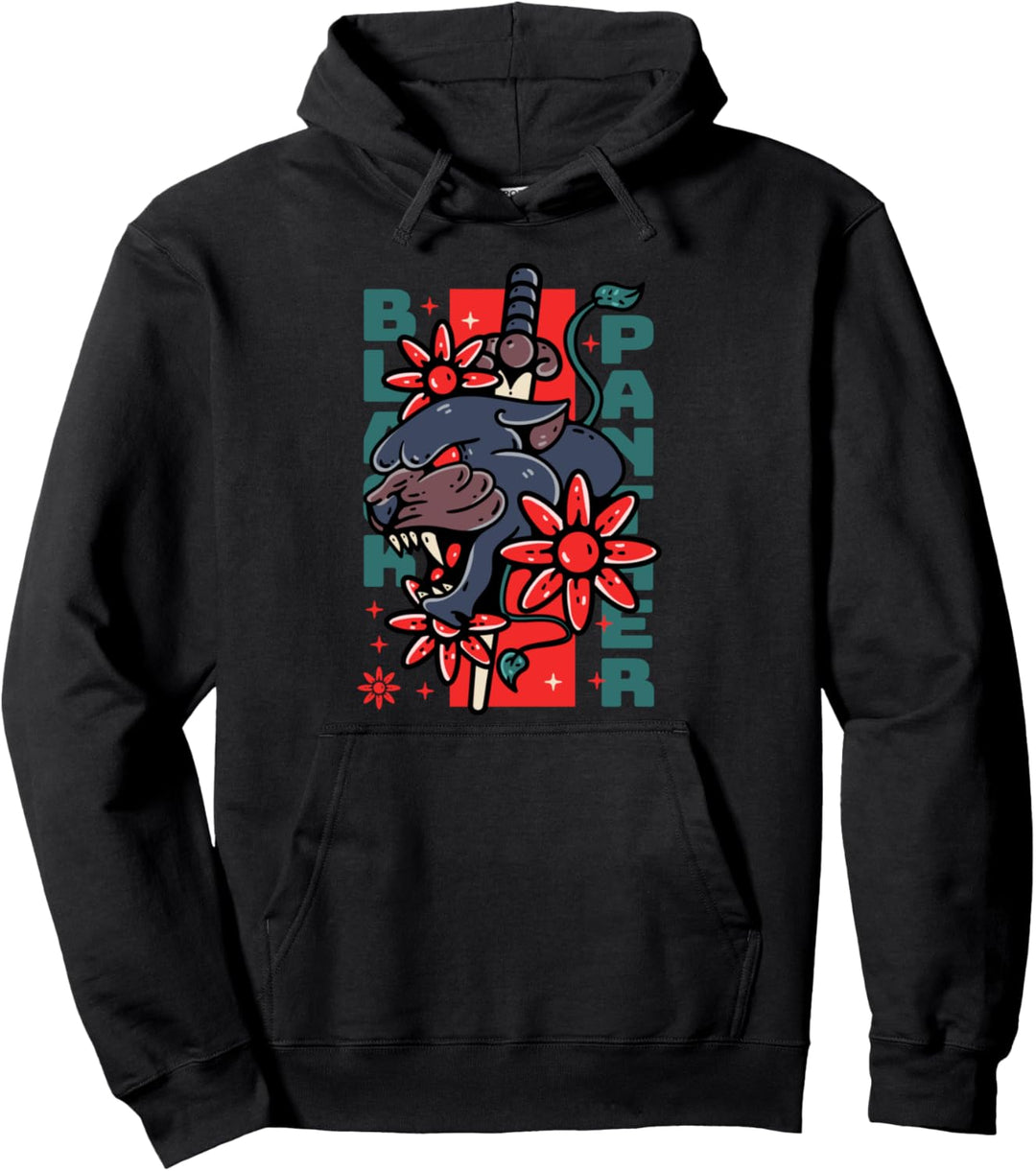 Stay Wild & Free Cool Black Panther Illustration Grafik Pullover Hoodie