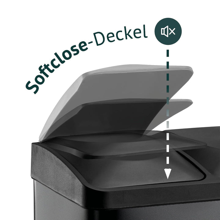 SVITA TC2X20 Küchen-Eimer 40Liter Fassungsvermögen 2x20L Abfalleimer 2er-Mülleimer Mülltrennung Tret
