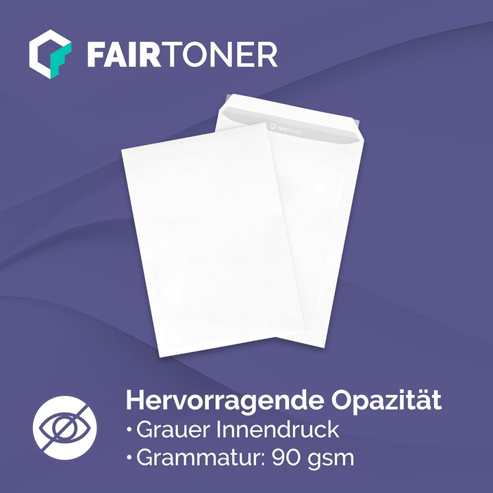 Versandtasche C4 (250 Stück Umschläge) Haftklebende Versandtaschen weiss 90gsm, mit Innendruck,ohne