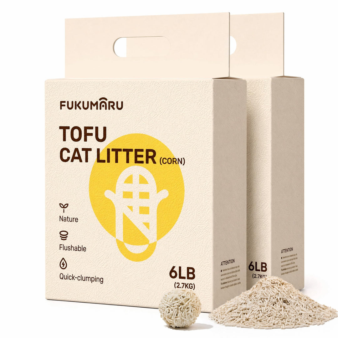 FUKUMARU Tofu Katzenstreu 5.4kg, Klumpstreu für Katzen, Gemischtes Maispellets, Staubfrei und Leicht