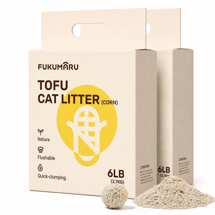 FUKUMARU Tofu Katzenstreu 5.4kg, Klumpstreu für Katzen, Gemischtes Maispellets, Staubfrei und Leicht