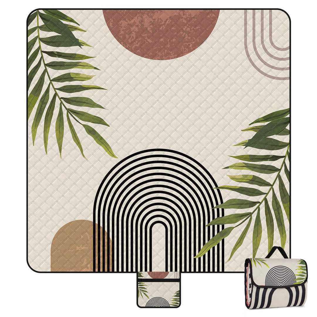 Picknickdecke Wasserdicht, 200 x 200cm Bohemian Gross Stranddecke Sandfrei für 4-6 Personen, Tragbar