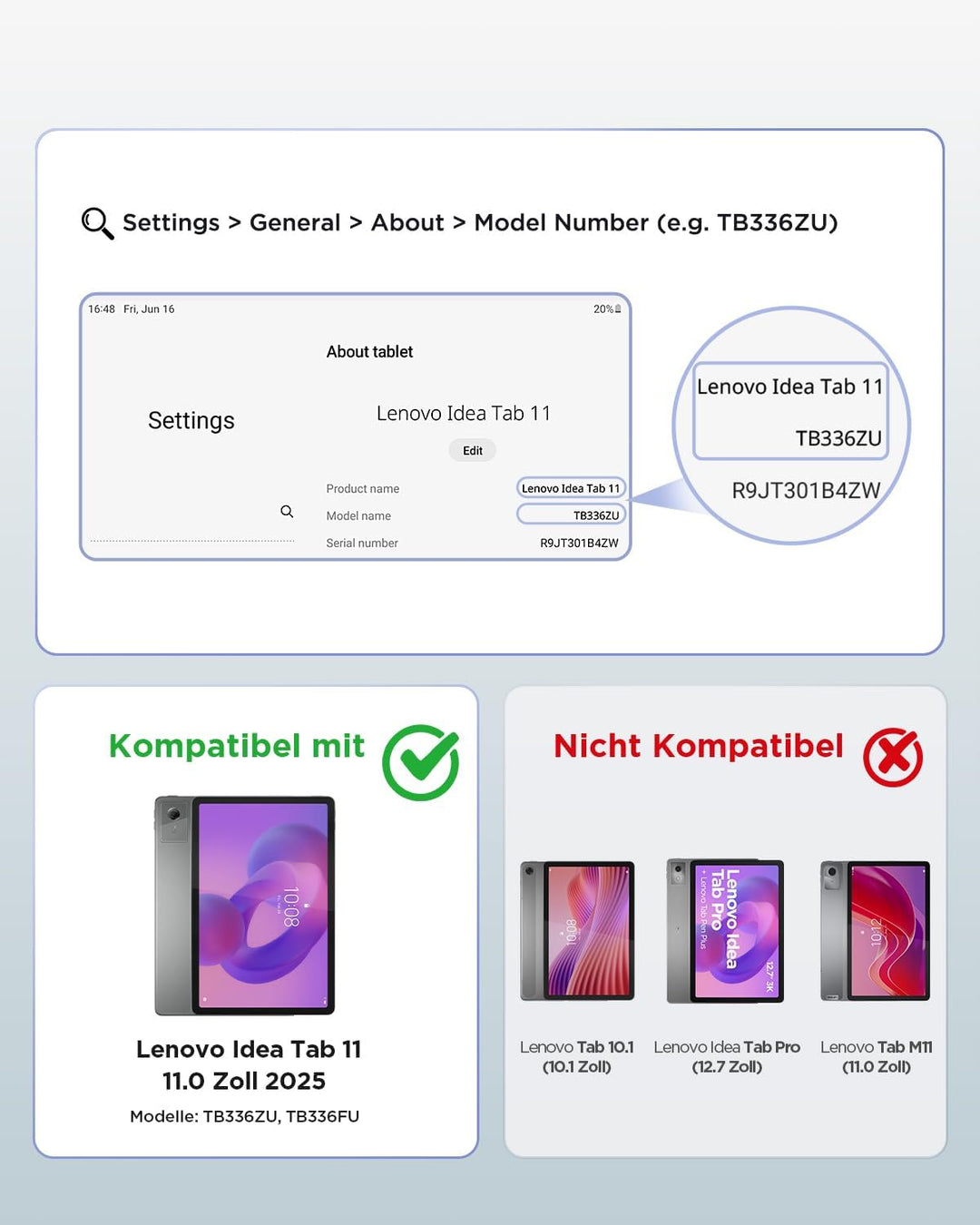 CACOE Tastatur Hülle für Lenovo Idea Tab 2025 11 Zoll (TB-336ZU TB-336FU) mit Touchpad, 7-Farbige Hi