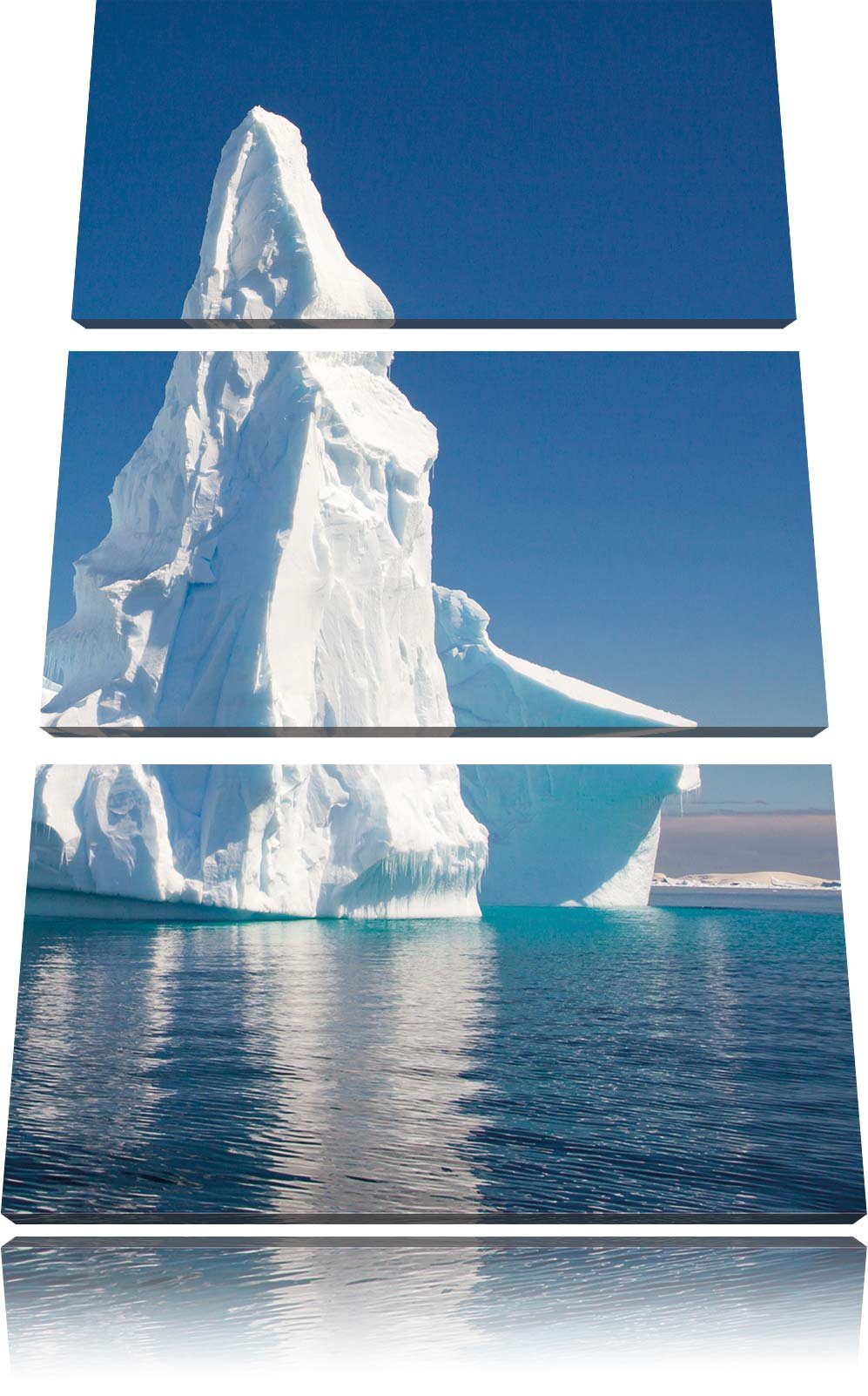 Pixxprint Riesiger kustvoller Eisberg 3-Teiler Leinwandbild 120x80 Bild auf Leinwand