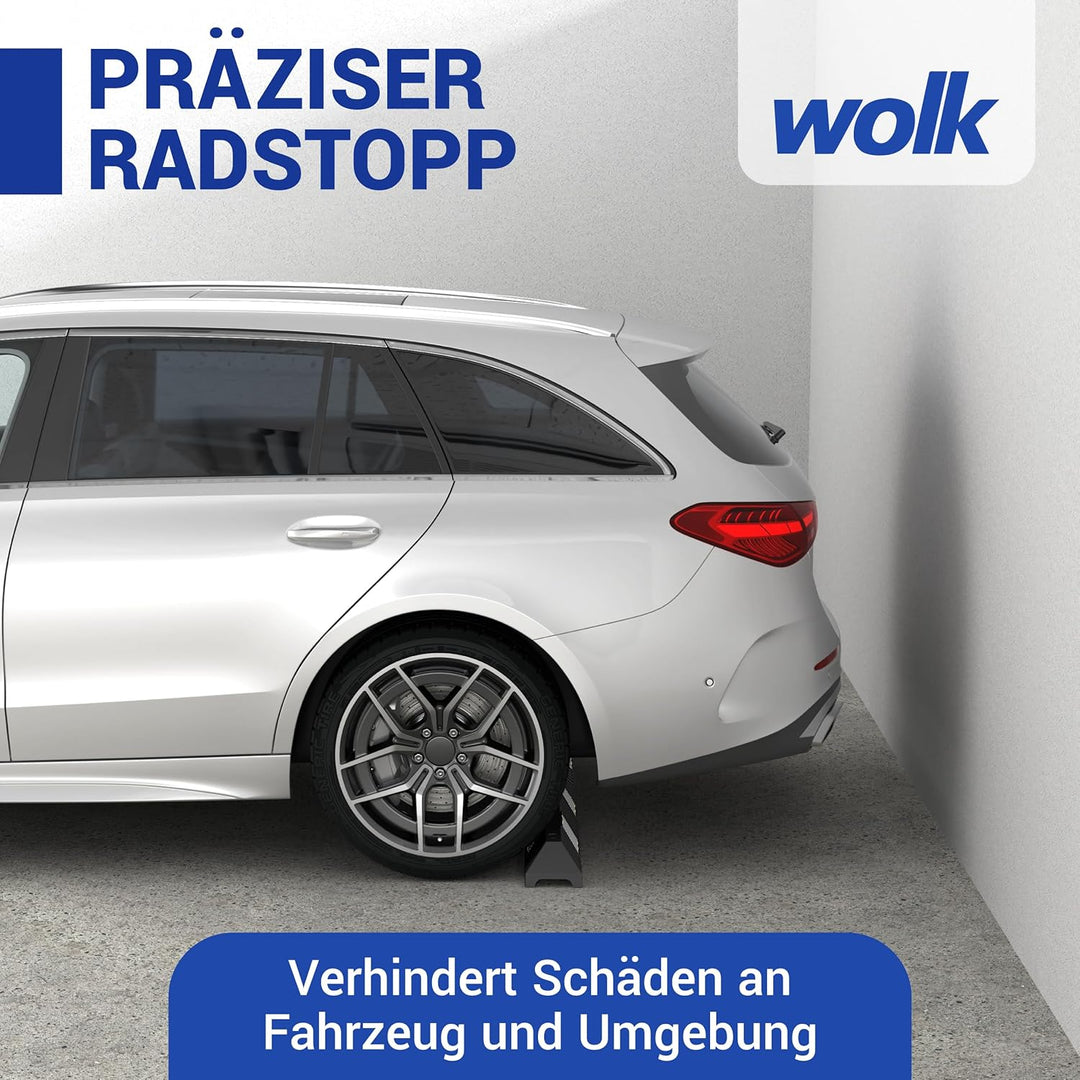 wolk Parkplatzbegrenzung Hartgummi mit weissen Reflexstreifen, 55x15x10 cm, inklusive Befestigungsma
