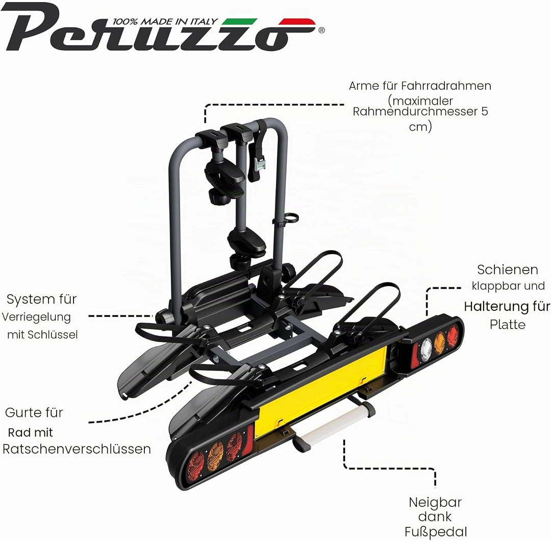 Peruzzo Pure Instinct 2 708W: Universeller Heckträger für 2 e-Bikes - Ideale Lösung mit Anhängerkupp