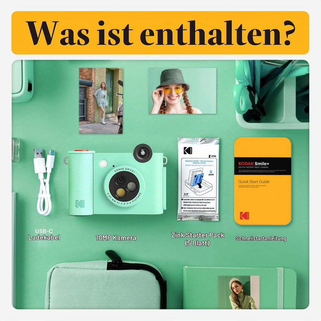 KODAK Smile+ 2 in 1 Digitale Sofortbildkamera &amp; kabelloser Bluetoot Fotodrucker, 10 MP, drehbares Ob