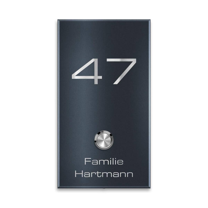 Metzler® Funkklingel mit gravierbarem Namensschild und Hausnummer RAL 7016 Anthrazit erweiterbar bis