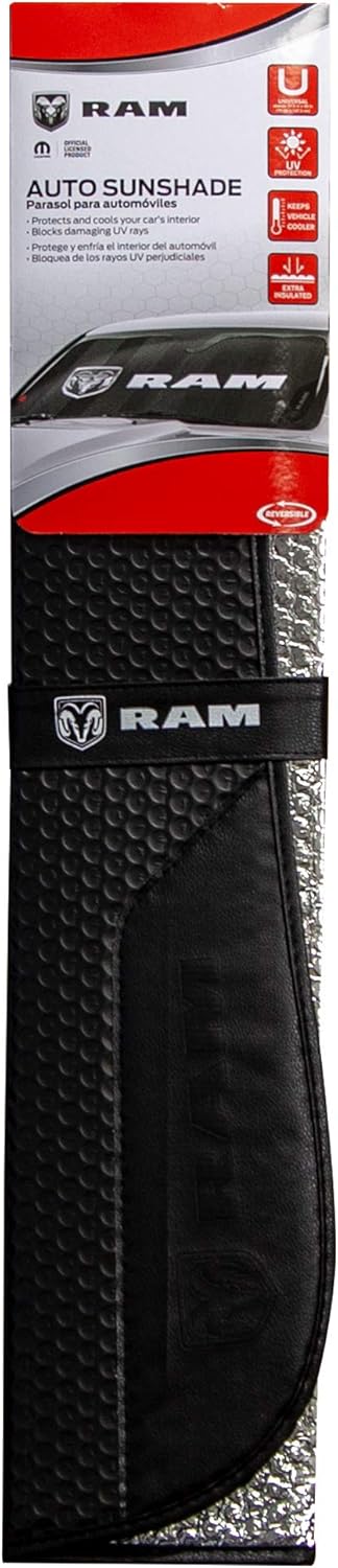 Plasticolor 003860R01 RAM Logo schwarz matt Finish Front Windschutzscheibe Akkordeon Sonnenschutz