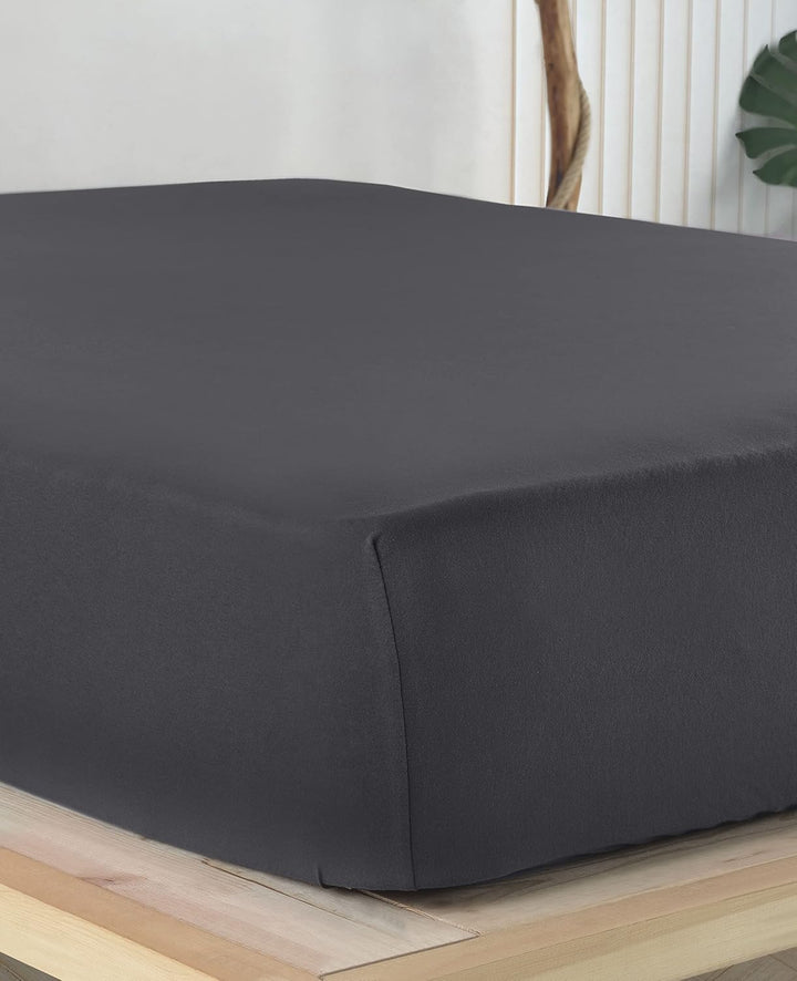 Vency Premium Jersey Spannbettlaken 180x200cm Anthrazit - Spannbetttuch 100% Baumwolle, Bettlaken 18
