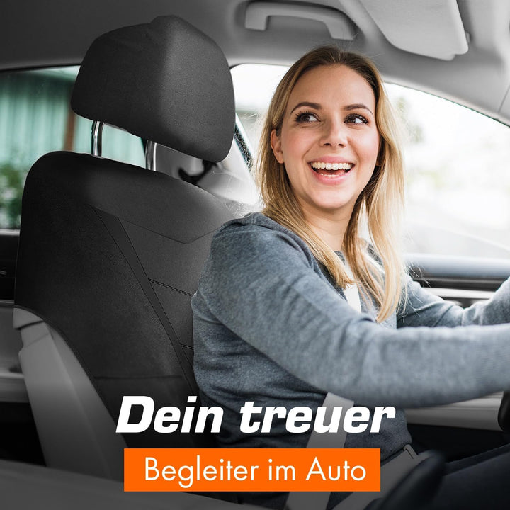 Upgrade4cars Auto-Sitzbezüge Set Universal schwarz | Auto-Schonbezüge Vordersitze &amp; Rückbank | Auto-