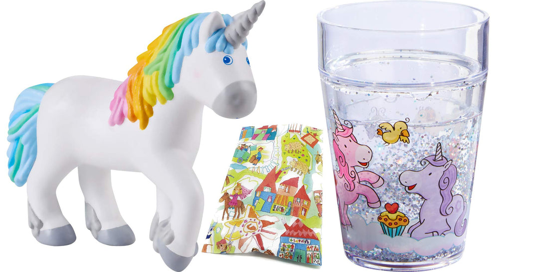 Kilala Einhorn Ruby Rainbow Glitzerbecher Geschenkset Trinkbecher Kinderbecher