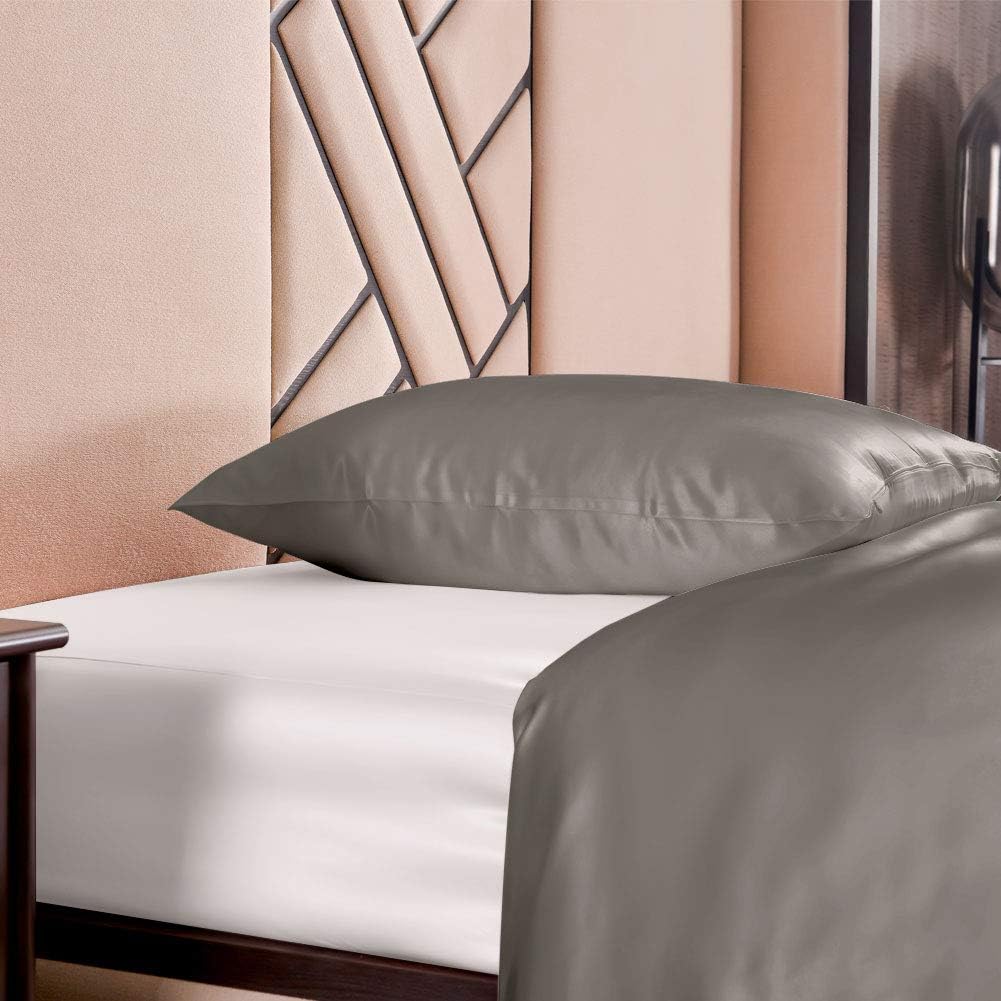 THXSILK Seidenbettwäsche Set 2 teilig, Bettbezug 155 x 220 cm und 80 x 80 cm Kissenbezug, Hypoallerg