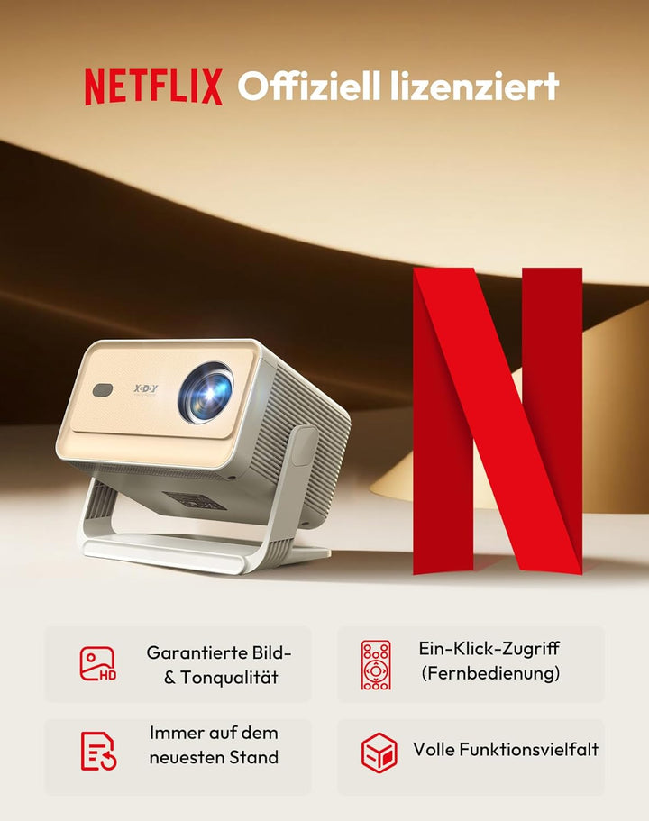 Smart Beamer N6 Pro: Kompatibel mit Netflix& Autofokus mit 4K-Unterstützung und 1080P Full HD, WiFi