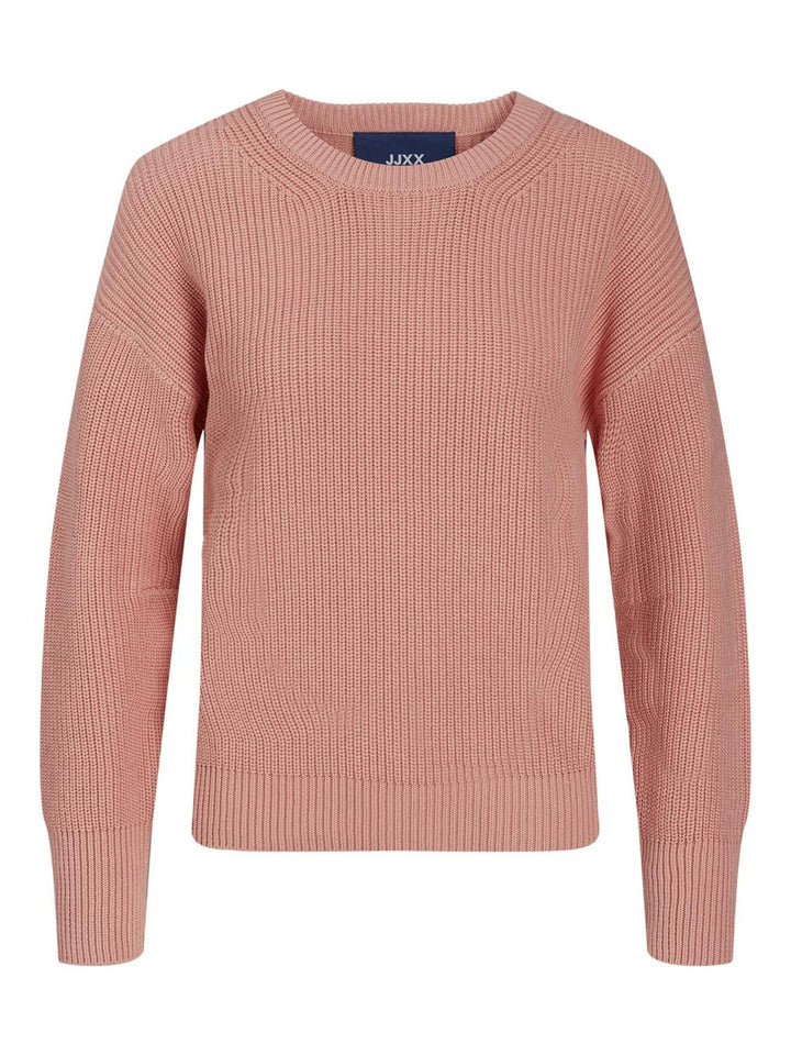 JDY Damen Jjxx Jxmila Ls Twist Crew Neck Knit Noos M Coral Haze, M Coral Haze