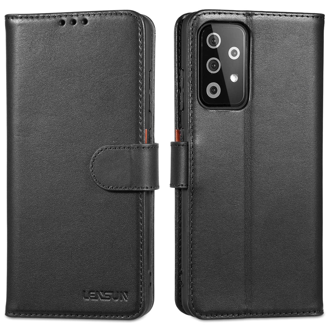 LENSUN Echtleder Hülle für Samsung Galaxy A52, A52s 5G Handyhülle [Echtes Leder] [Magnetverschluss]