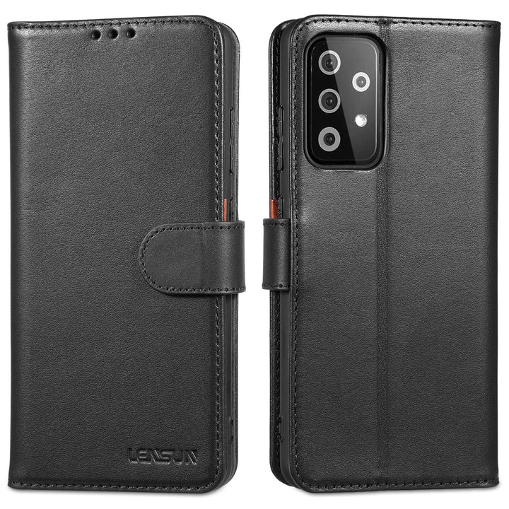 LENSUN Echtleder Hülle für Samsung Galaxy A52, A52s 5G Handyhülle [Echtes Leder] [Magnetverschluss]