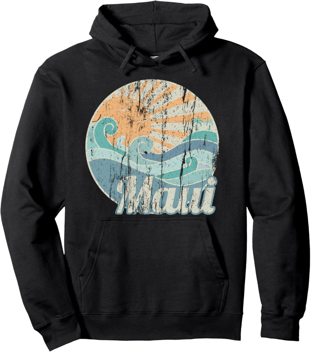 Maui Strandgeschenk Retro Surferinsel Strand Pullover Hoodie