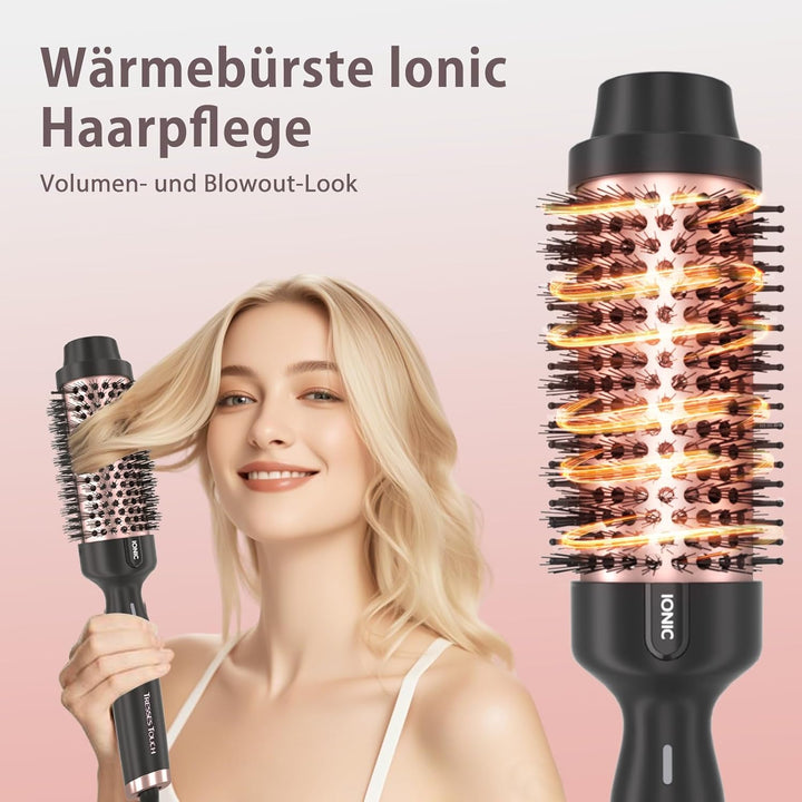 Thermobürste, 1.77 Inch Stylingbürsten Negativ-Ionen, Wärmebürste Rundbürste mit 2 Temperaturstufen,