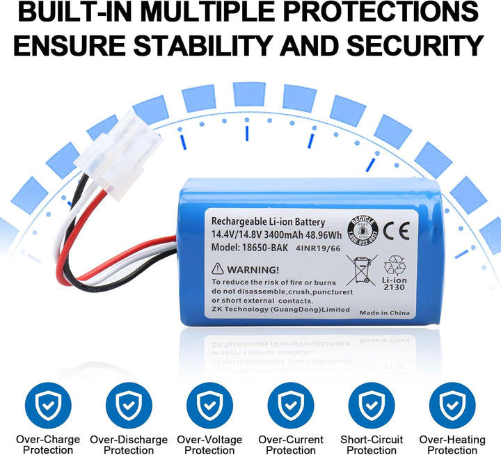 14,4 V 3400 mAh Lithium-Ionen-Akku, kompatibel mit Miele Scout RX1, RX1-SJQL0, RX2 60, RX3 60 (Miele
