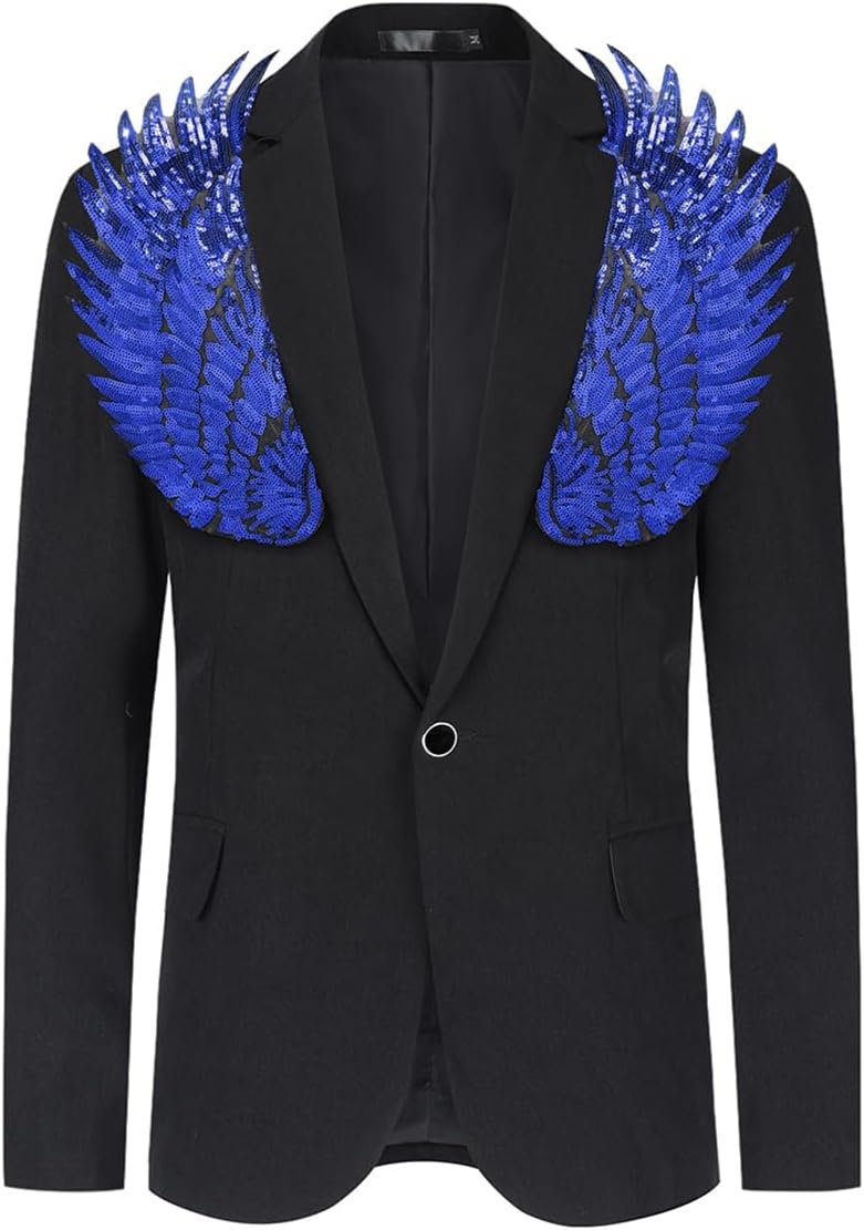 Allthemen Herren Sakko mit Pailletten Smokingjacke Glitzer Bunte Blazer für Party Abschlussball XXL