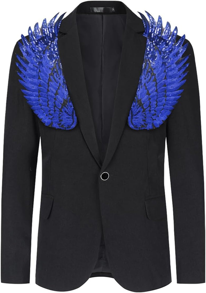 Allthemen Herren Sakko mit Pailletten Smokingjacke Glitzer Bunte Blazer für Party Abschlussball XXL