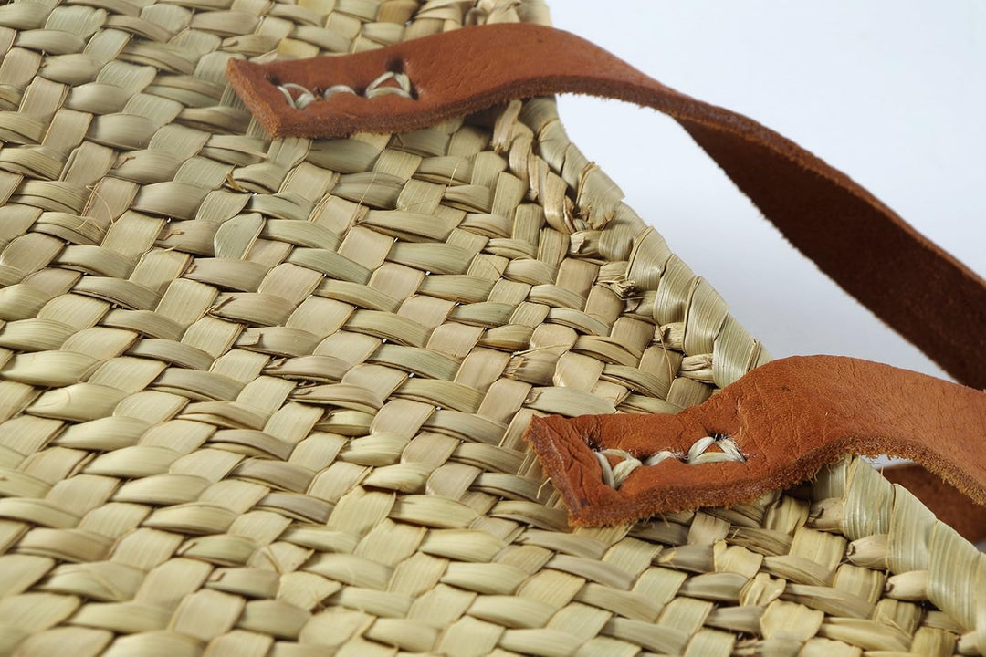 Kobolo Trendige Ibizatasche aus Palmblatt Korbtasche Strandtasche Grösse S