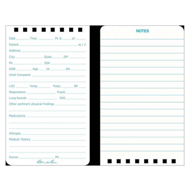 Rite in the Rain Wetterfestes EMS Notizbuch, 7,6 x 12,7 cm, gelber Einband, Vital Stats Pages (Nr. 1