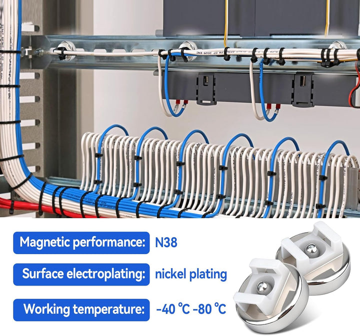 Magnetische Kabelbinder Halterung, 20 Stück 25 mm verbessert magnetische Kabelbinder Basis, Mehrzwec