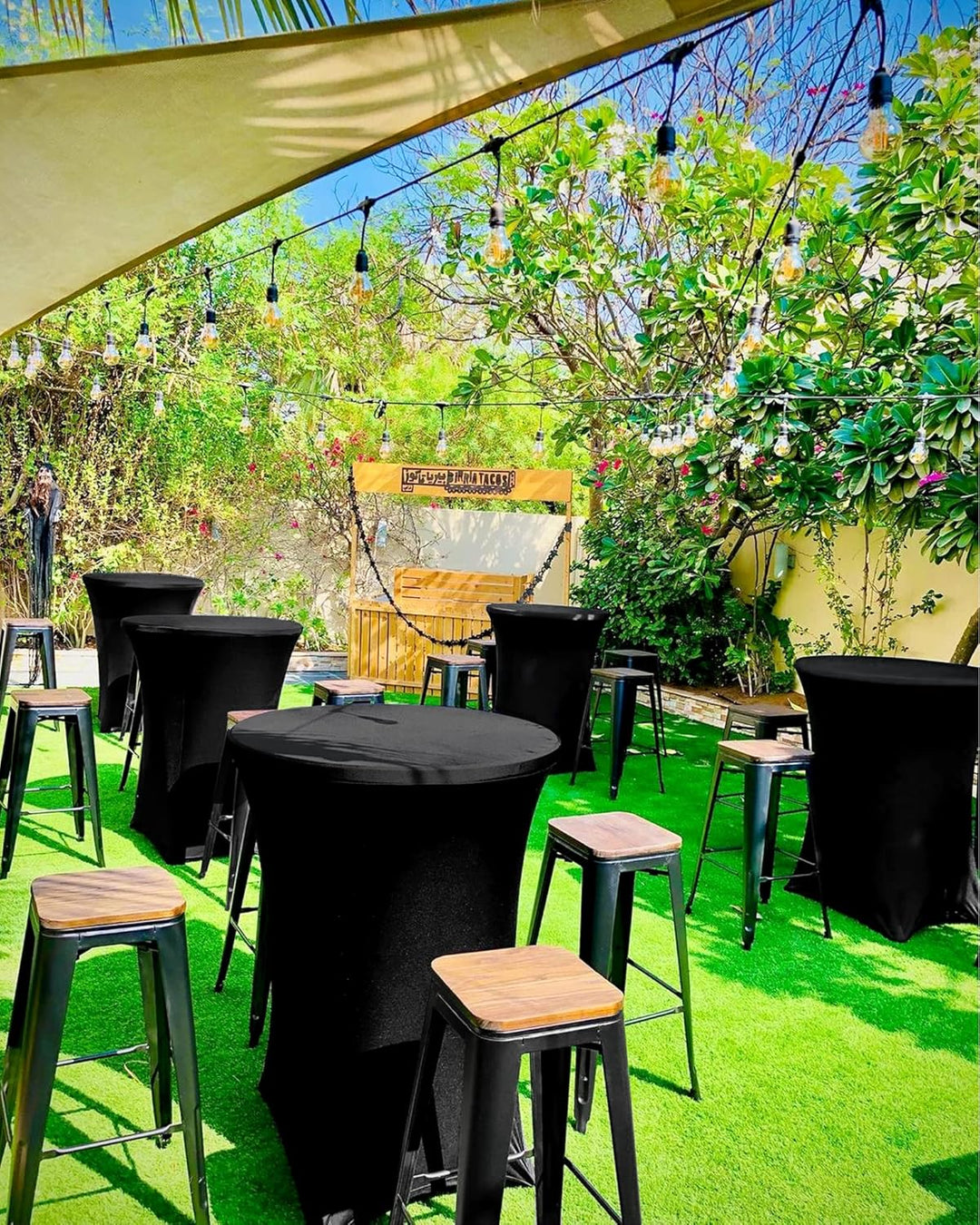 4er-Set Stretch Stehtisch Husse für Bistrotisch Ø 80-85 cm Elegante ,Verstärkung im Fussbereich,40°C