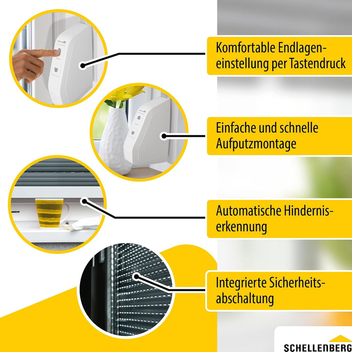 Schellenberg 22575 Elektrischer Gurtwickler ROLLODRIVE 75 STANDARD, bis 5 m² Rollladenfläche, 30 kg