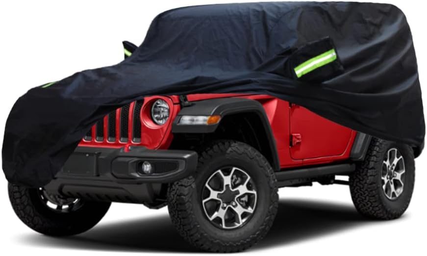 Auto Abdeckplane Kompatibel mit Jeep Wrangler 2-Door Convertible SUV JL JK TJ YJ 87-Gegenwart, Wasse