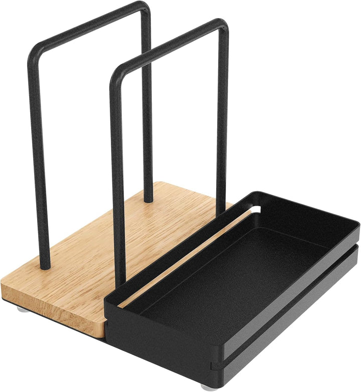 Serviettenhalter Schwarz,Serviettenhalter aus Metall & Holz Serviettenspender mit Caddy für Tisch Kü