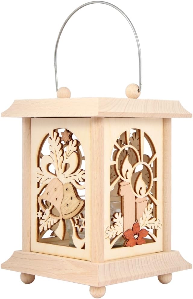Drechslerei Kuhnert Tischlaterne/Teelichthalter - Motiv: Weihnacht aus Edelholz - Masse: 11,5 x 11,5