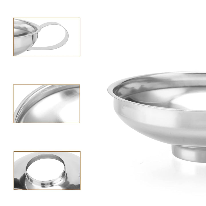 4 Stück Trichter Edelstahl, Einfülltrichter Trichter Set, Marmeladentrichter Einfülltrichter mit Gri