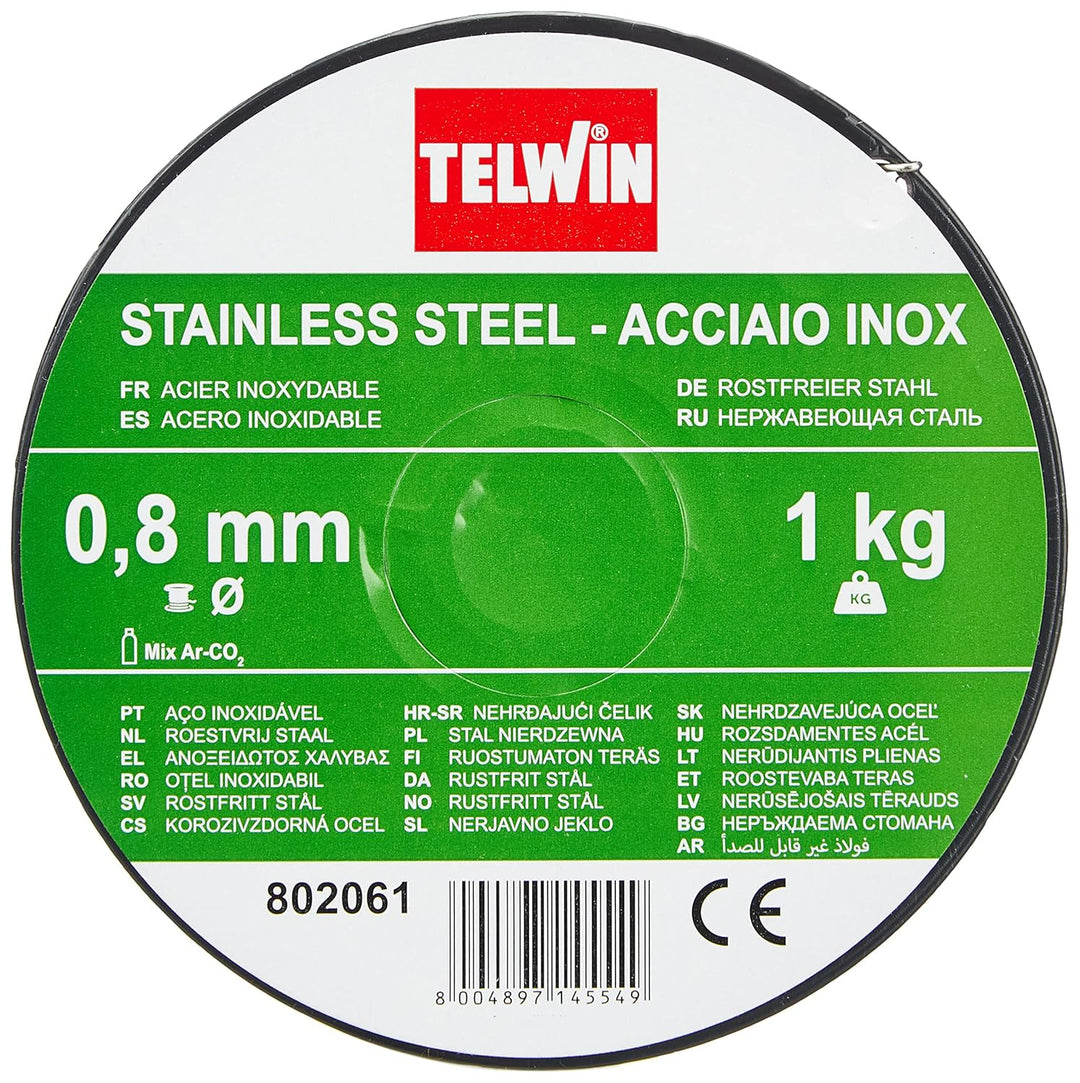 Telwin S.p.A. 802061 Rostfreie Stahlschweissdrahtspule Durchmesser 0,8 mm, 1 Kg, Grau 1 Stück (1er P
